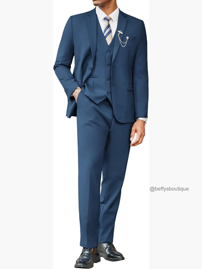 Classic Fit 3-Piece Suit Set With Vest, 50% Recycled Polyester Blend
